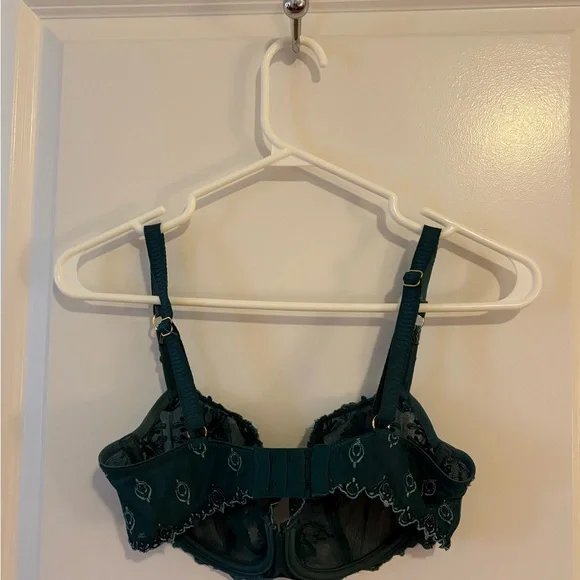 Chantelle Champs Elysées Lace Unlined Demi Bra - Eden Green Multico, Size 32DD - Picture 2 of 6